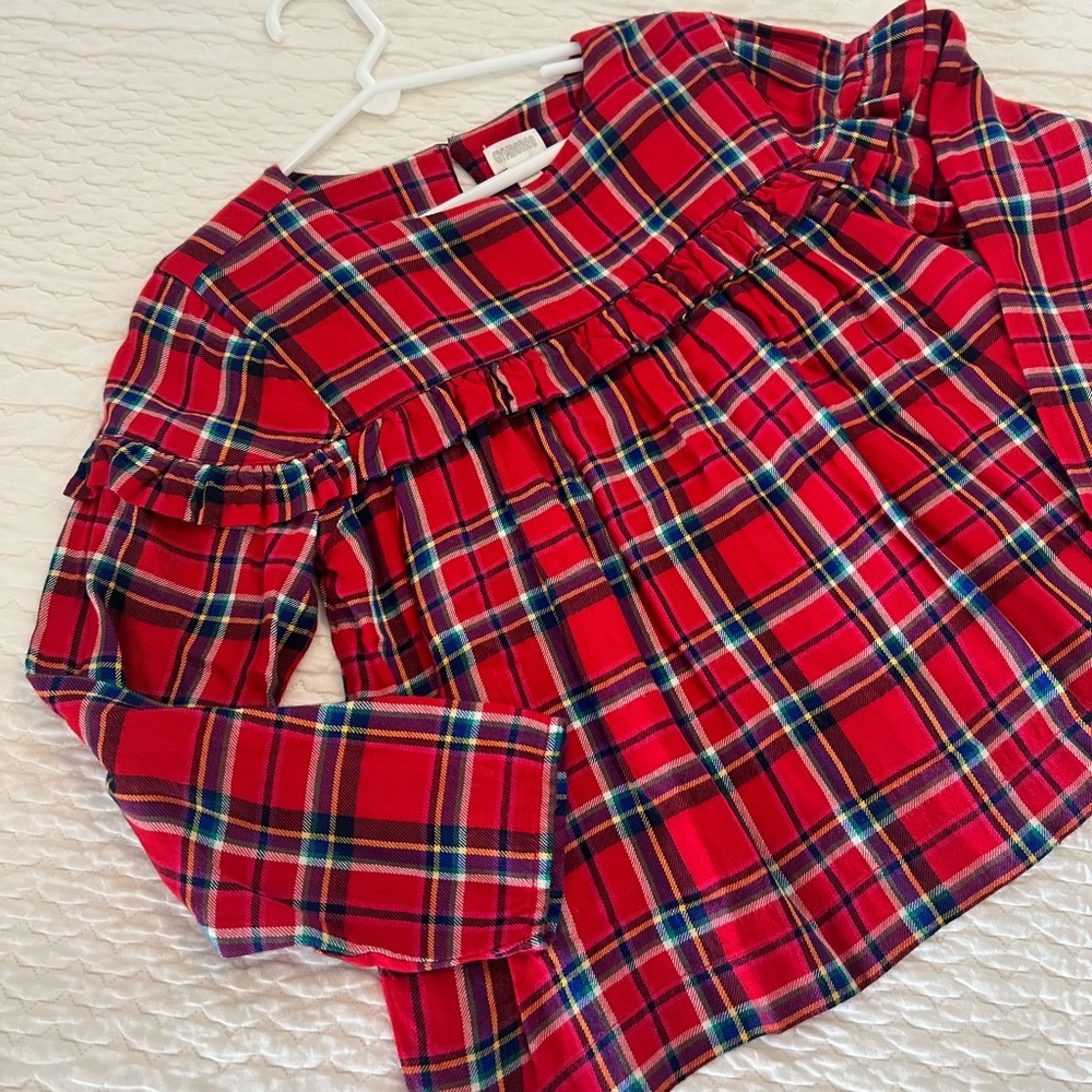 Gymboree, Girls’ Red Plaid Ruffle Top, Size Med (7-8) - Picture 2 of 6